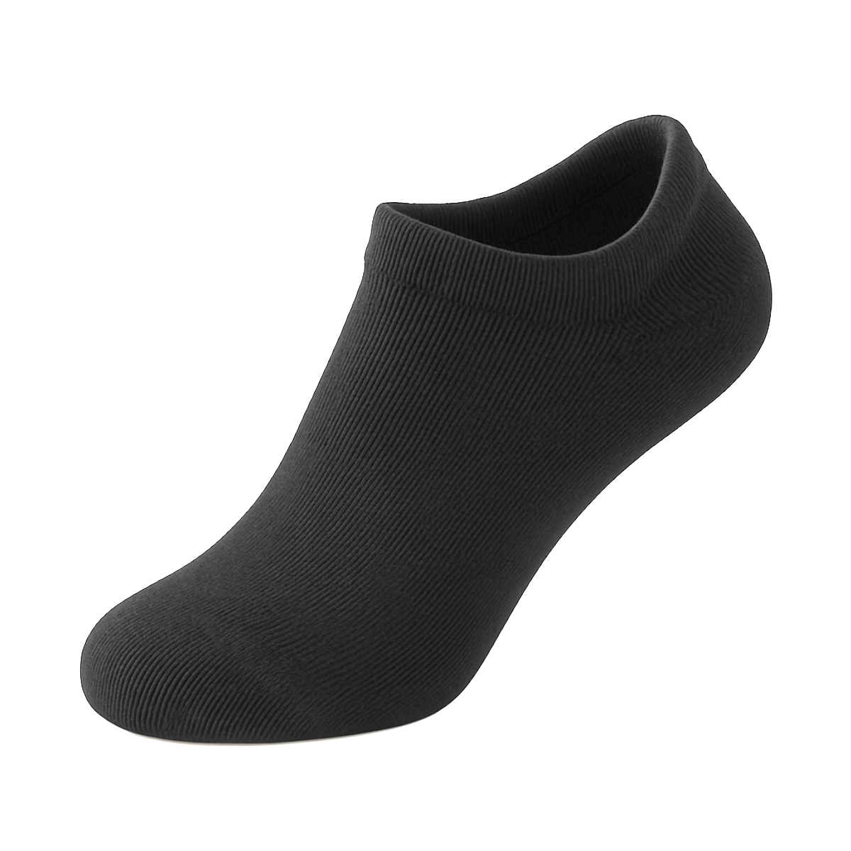 Men's 100% Cotton No Show Ankle Socks Black Color Solid