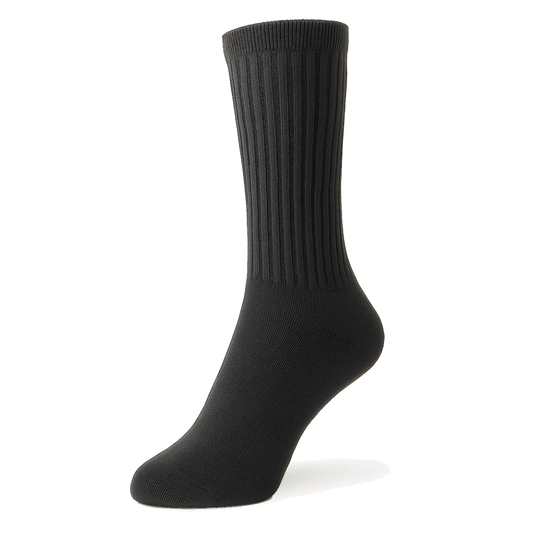 Women's 100% Cotton Crew Socks Black Color Solid