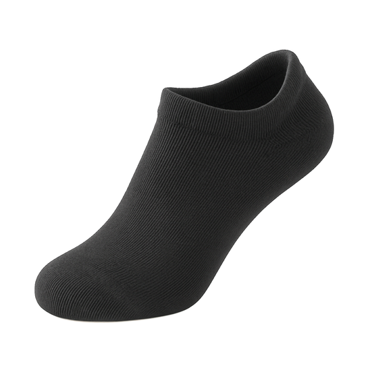 Men's 100% Cotton No Show Ankle Socks Black Color Solid