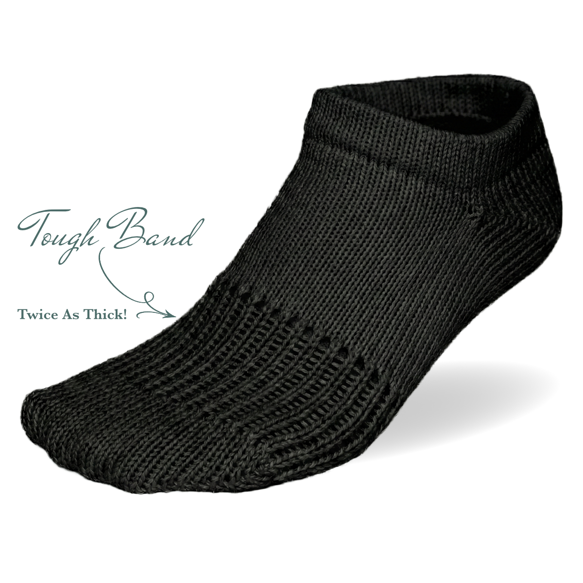 Tough Socks - Low Cut Ankle - Black Color Solid - Men's - 100% Cotton