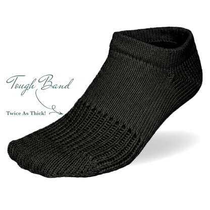Tough Socks - Low Cut Ankle - Black Color Solid - Men's - 100% Cotton