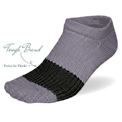 Tough Socks - Low Cut Ankle - Gray Color with Black Band - Men's - 100% Cotton