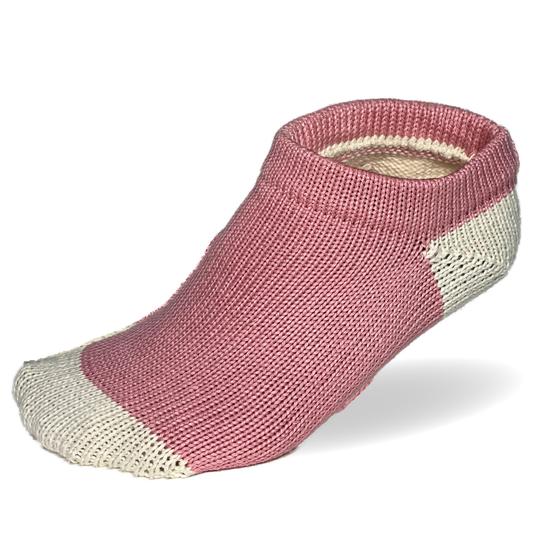 Women's 100% Cotton Low Cut Ankle Socks - Pink Color with Natural Heel and Toe