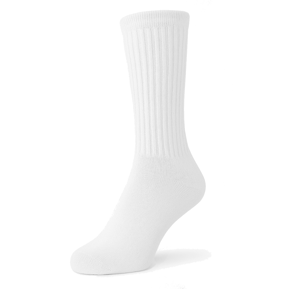 Men's 100% Cotton Regular Crew Socks Pure White Color Solid